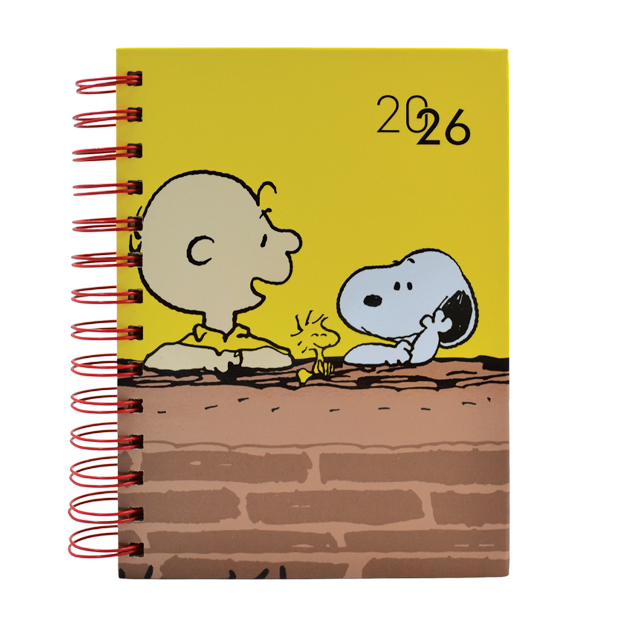 AGENDA 2026 SNOOPY® AMARILLA O ROJA - CON ESPIRAL DOBLE METÁLICO