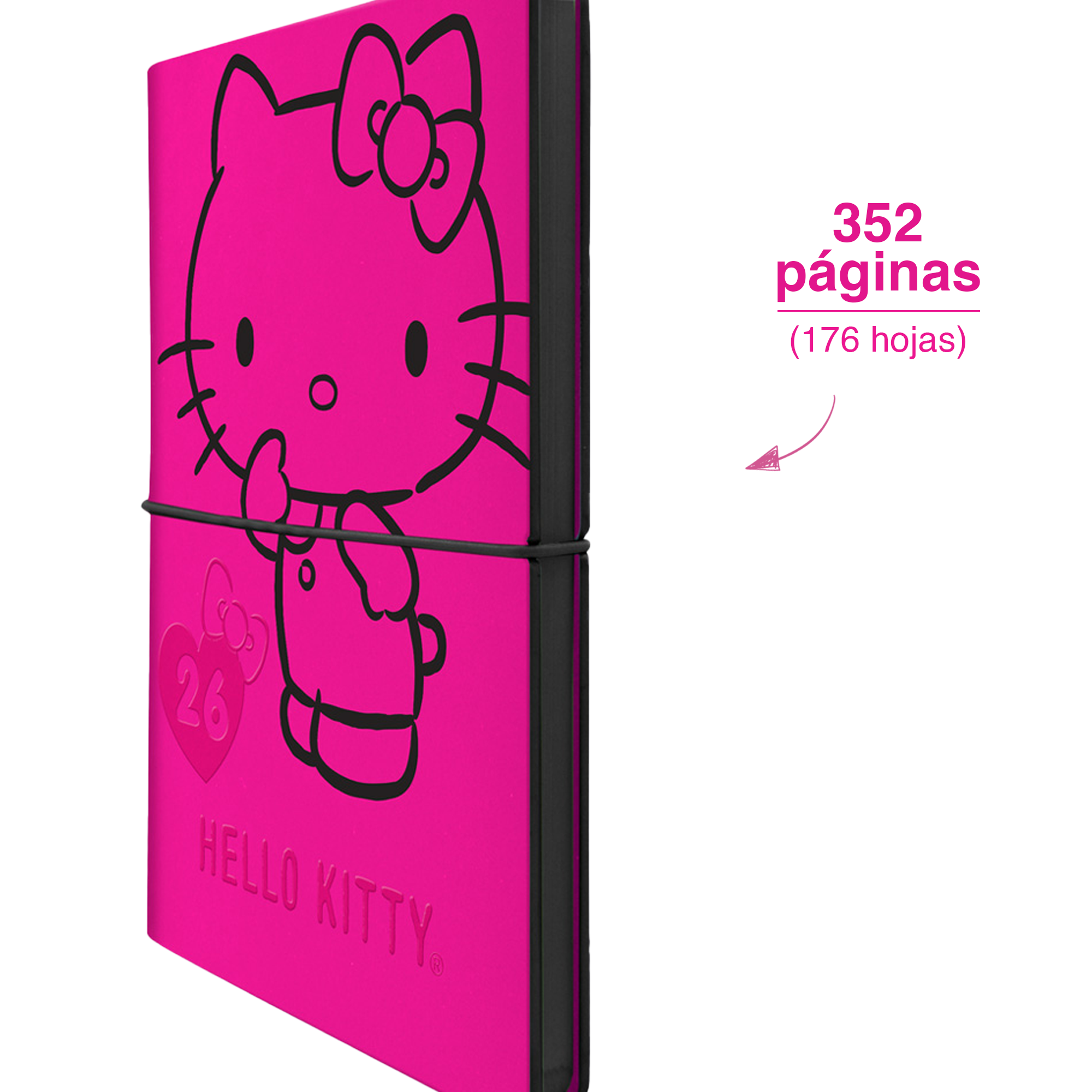 AGENDA HELLO KITTY 2026 NEGRA Y ROSA