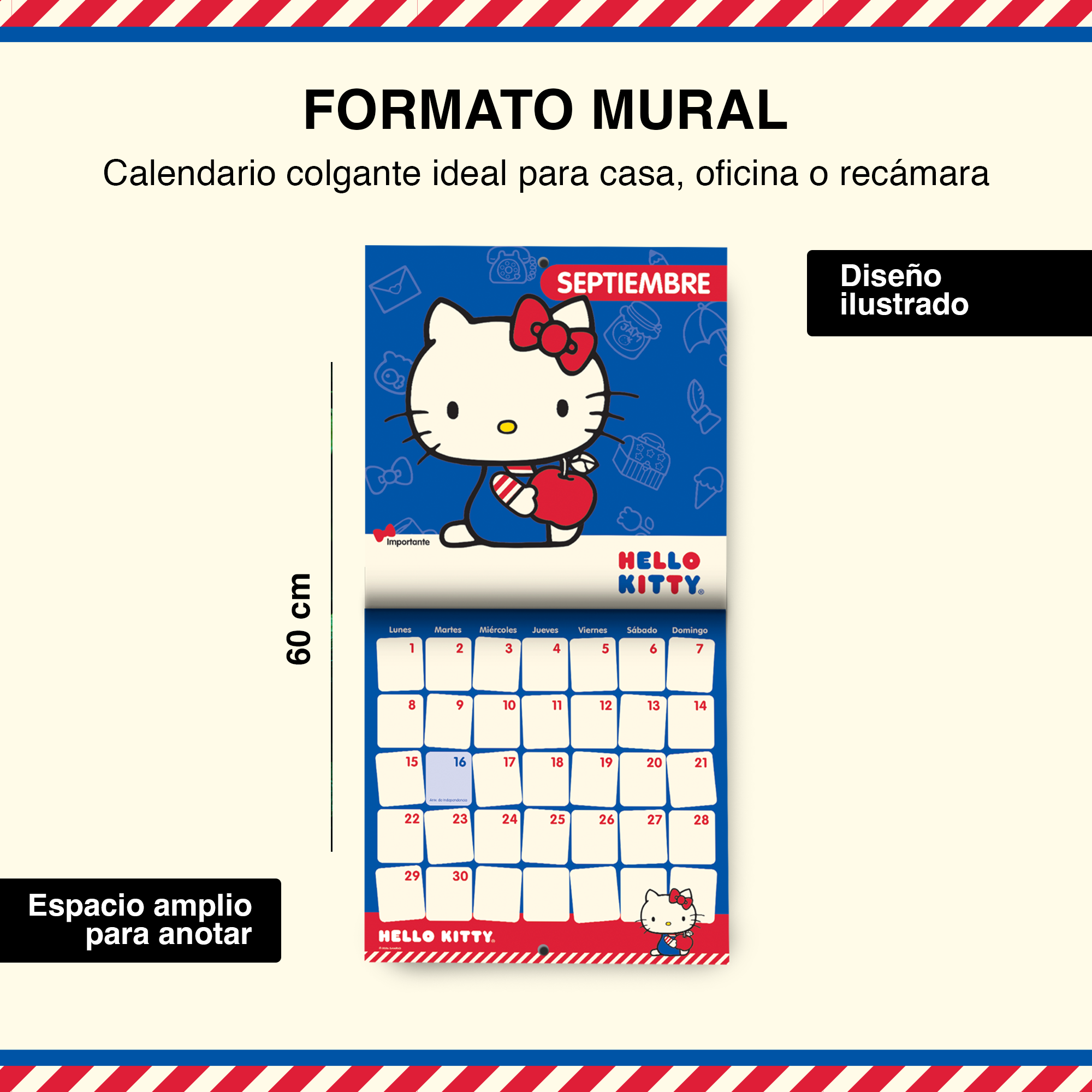 CALENDARIO DE PARED HELLO KITTY 2026