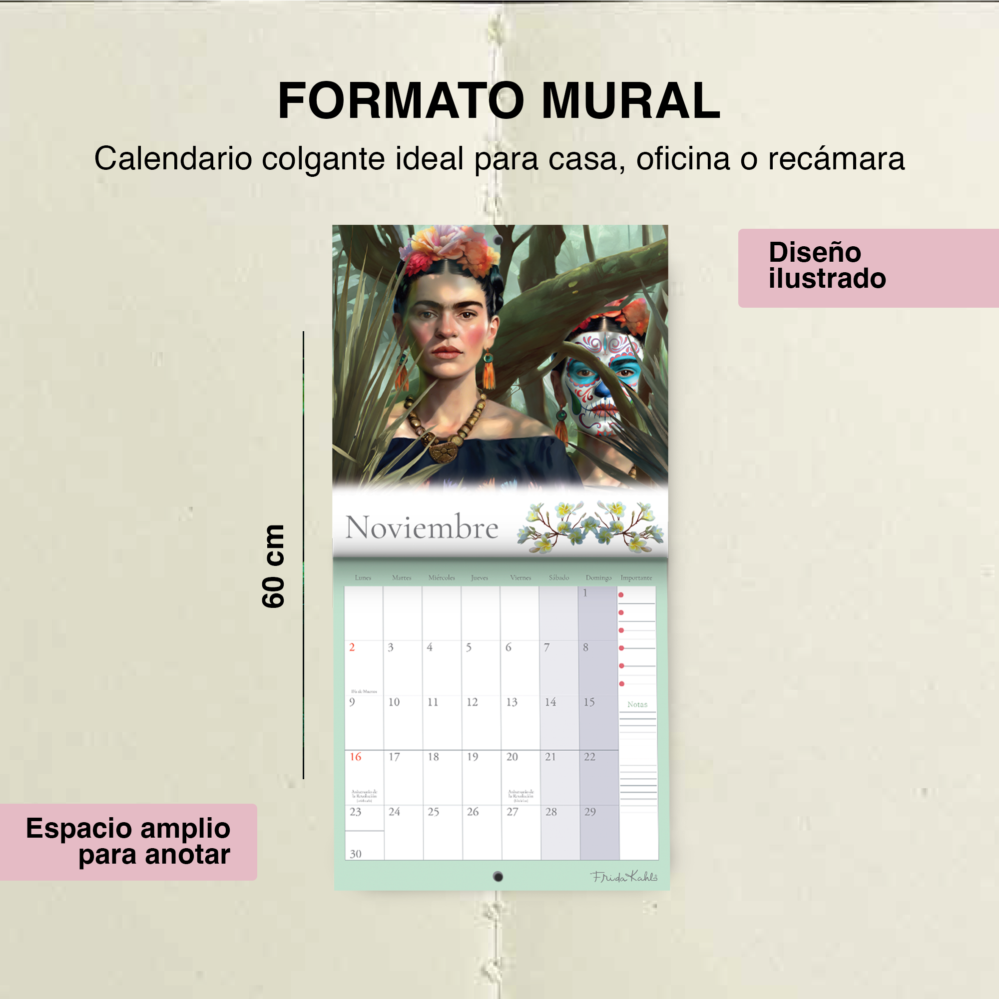 CALENDARIO DE PARED FRIDA KAHLO 2026