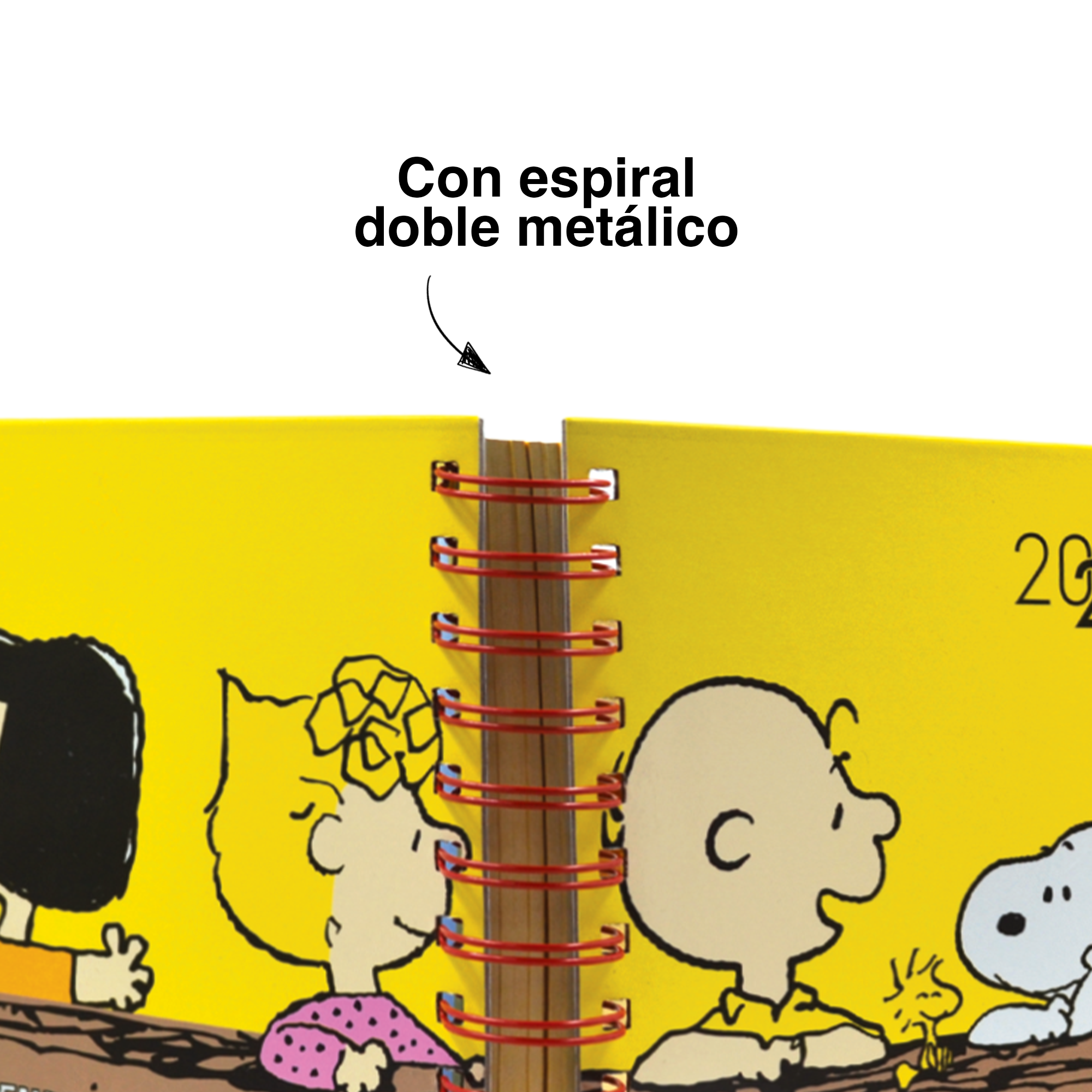 AGENDA 2026 SNOOPY® AMARILLA O ROJA - CON ESPIRAL DOBLE METÁLICO