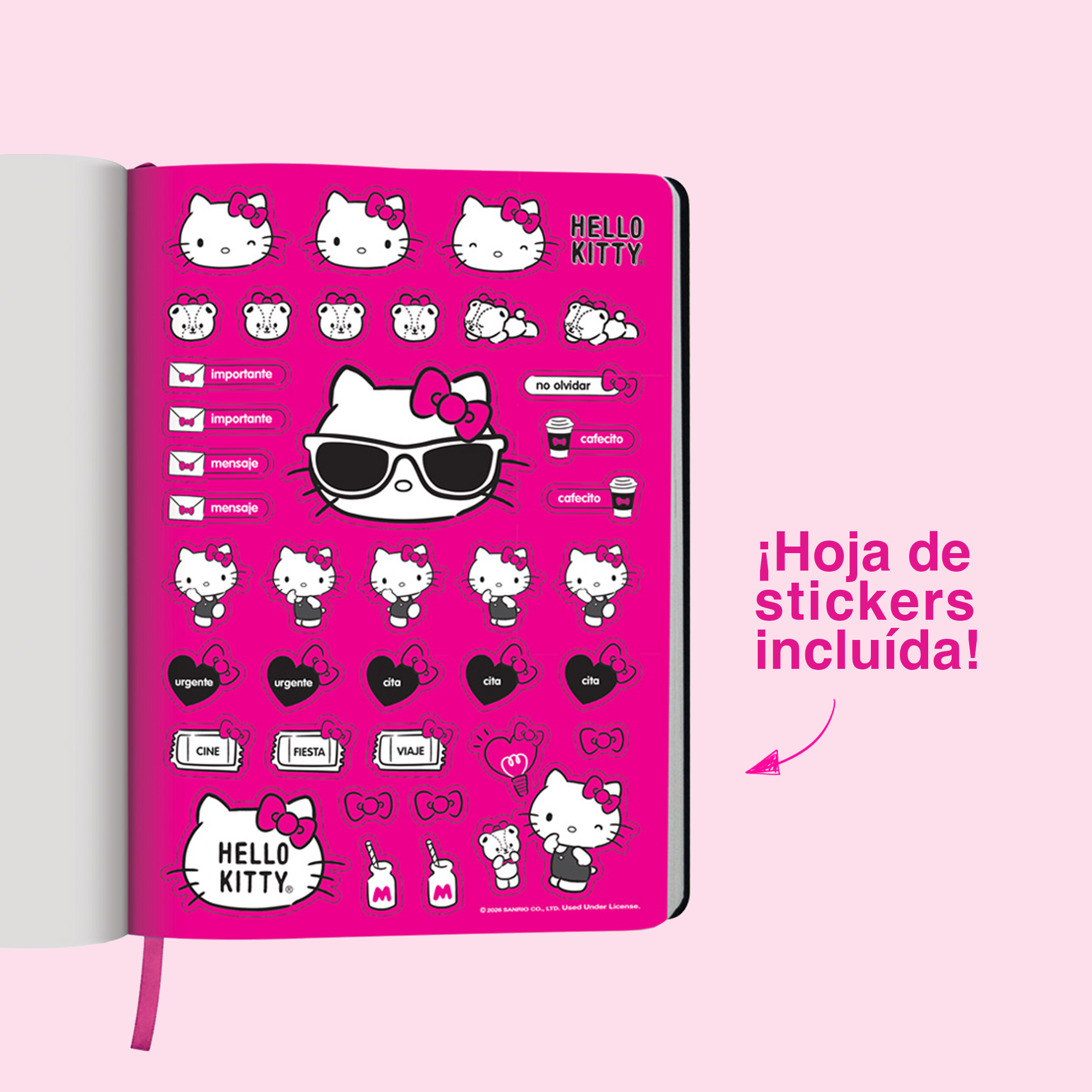 AGENDA HELLO KITTY 2026 NEGRA Y ROSA