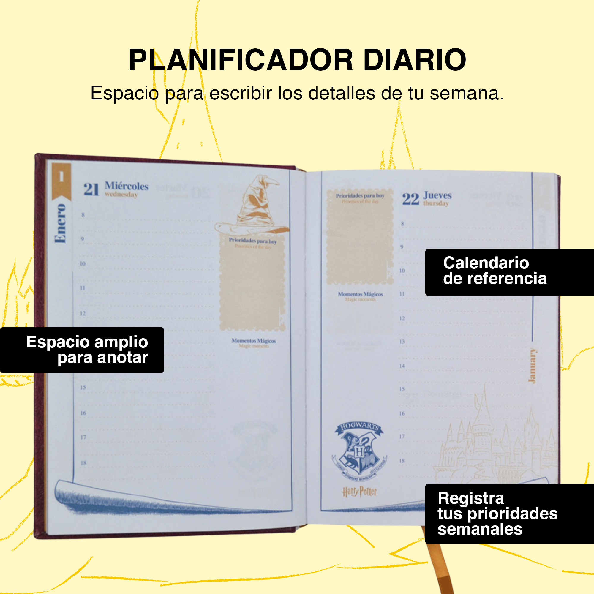 AGENDA DIARIA HARRY POTTER 2026 VINO