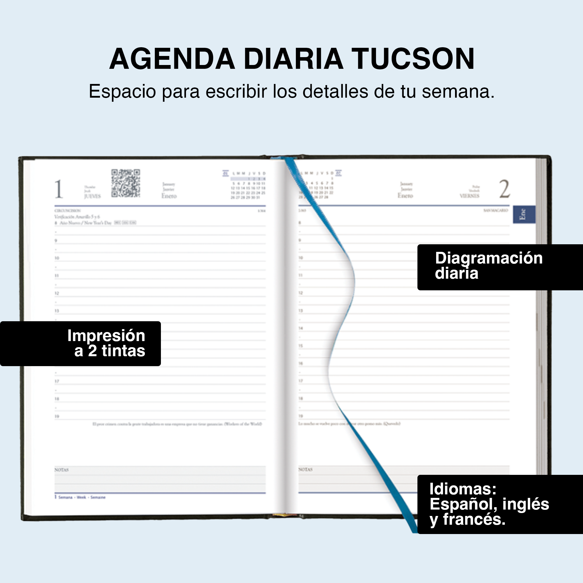 Agenda diaria cubierta TUCSON - diferentes colores