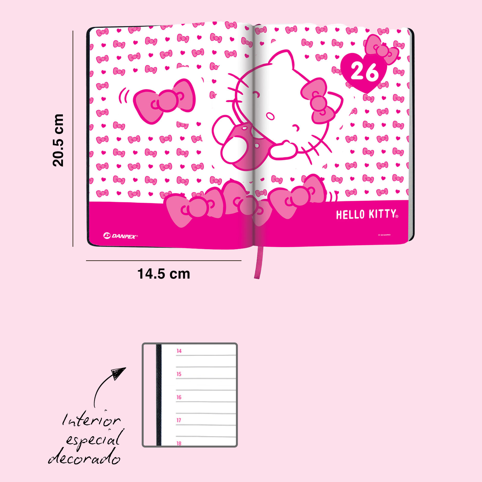 AGENDA HELLO KITTY 2026 NEGRA Y ROSA