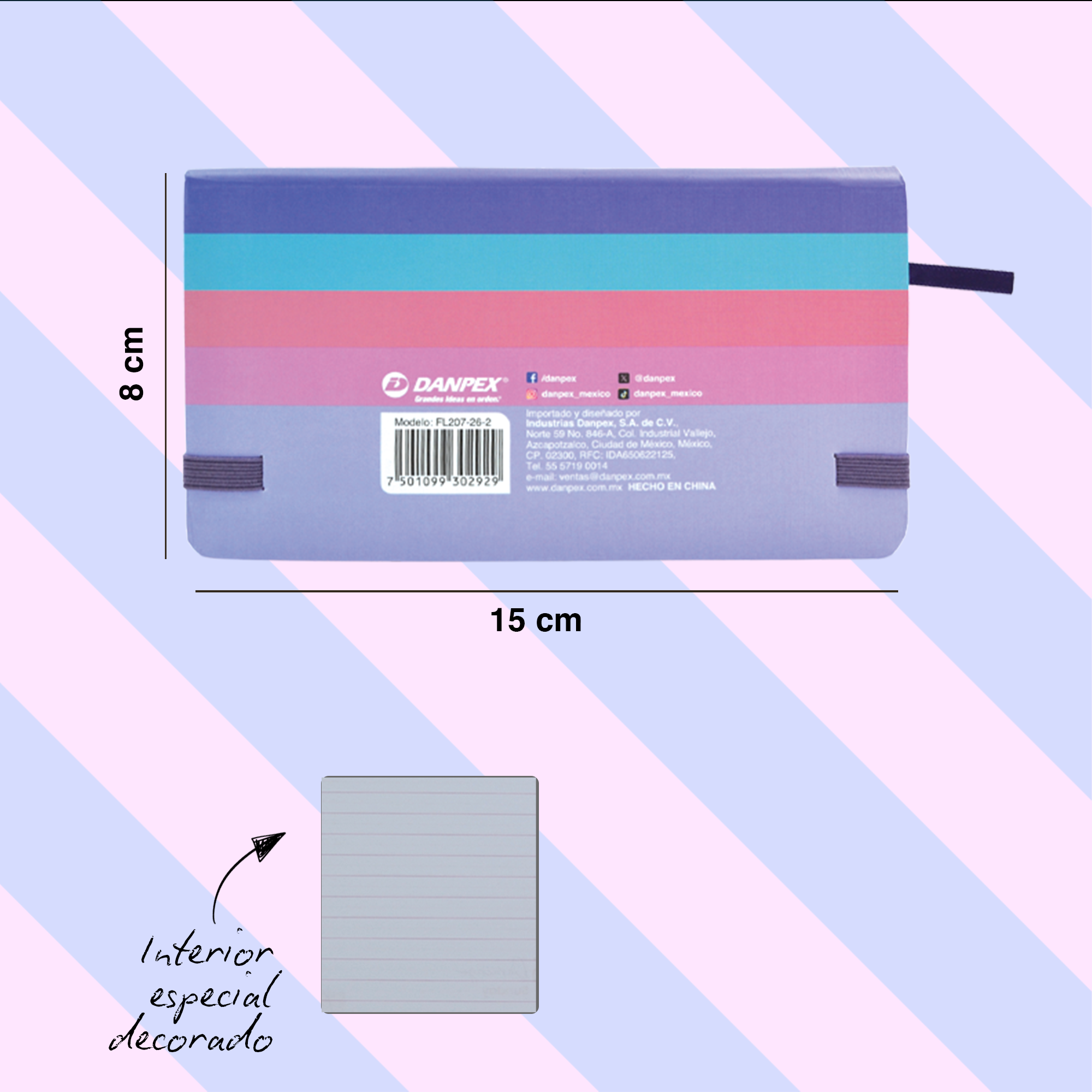 AGENDA PERSONAL PASTEL CIRCULOS O RAYAS – PLANNER CON PASTA DURA
