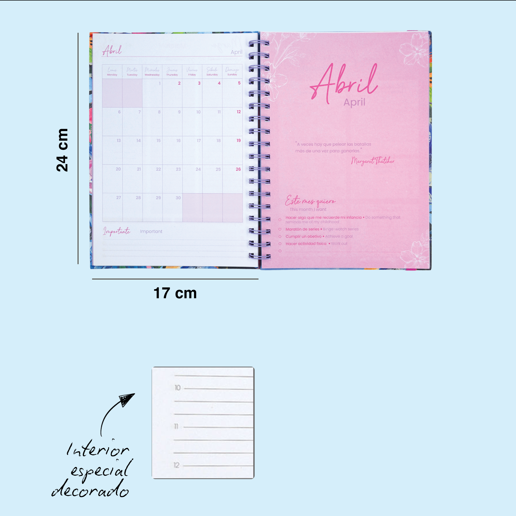 AGENDA DE ESCRITORIO MUJER AZUL O ROSA – FORMATO DIARIO