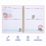 Cargar imagen en el visor de la galería, Agenda Escolar Pusheen 2026-2027 de 17 x 22 cm – Chill y Flores