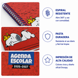 Cargar imagen en el visor de la galería, Agenda Escolar Snoopy 2026-2027 de 14.5 x 20.5 cm – Rojo y Azul