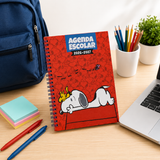 Cargar imagen en el visor de la galería, Agenda Escolar Snoopy 2026-2027 de 14.5 x 20.5 cm – Rojo y Azul